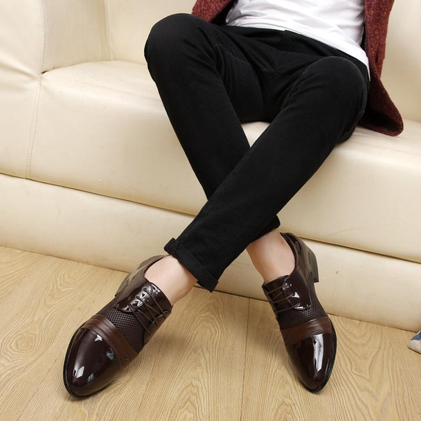 Flat Shoes Breathable Men Business Dress Shoes, Size:48(Brown)