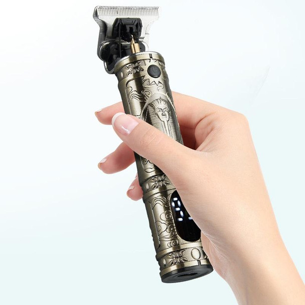 Vintage Pharaoh Engraving USB Rechargeable Hair Clipper With LCD Display(Bronze)