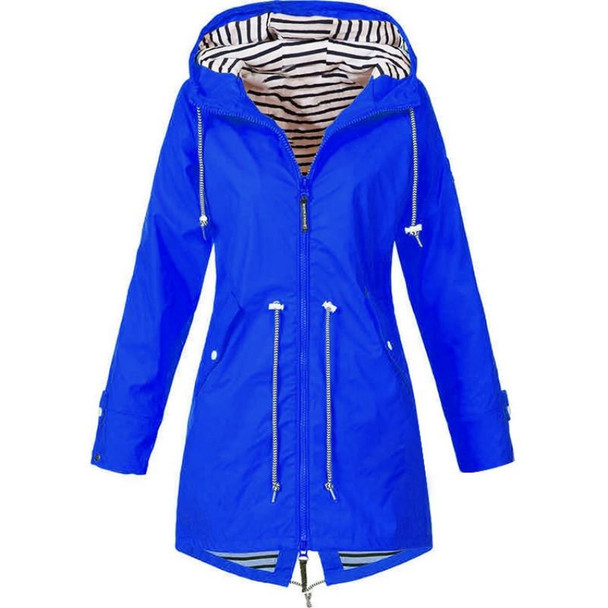 Women Waterproof Rain Jacket Hooded Raincoat, Size:S(Blue)
