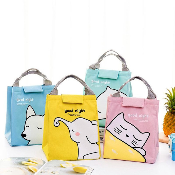 Cute Portable Animal Cat Zipper Canvas Lunch Thermal  Bag(Cat)