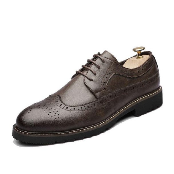 British Men Shoes Brogue Shoes Business Formal Shoes, Size:41(Brown)