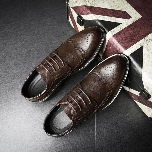British Men Shoes Brogue Shoes Business Formal Shoes, Size:41(Orange)