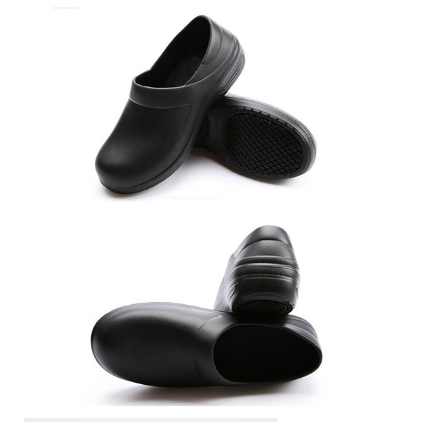 Chef Shoes Non-slip Kitchen Shoes Canteen Chef Cleaning Work Shoes Hotel Work Shoes, Size:38(Black)