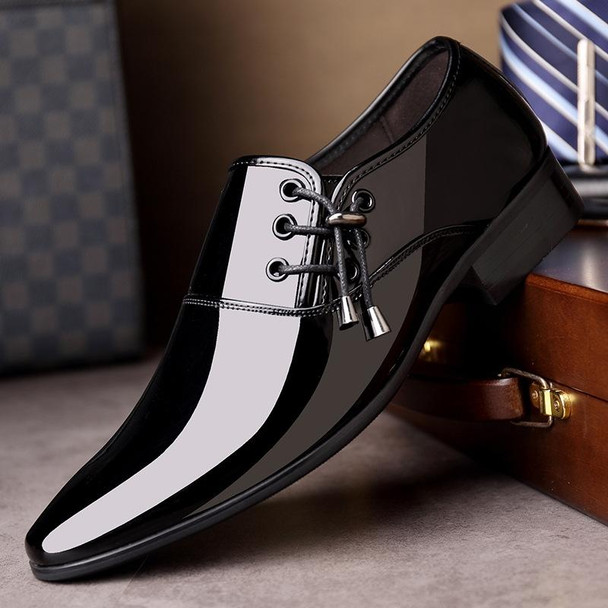 Pointed Business Dress Men Glossy Casual Leather Shoes, Size:46(Black)