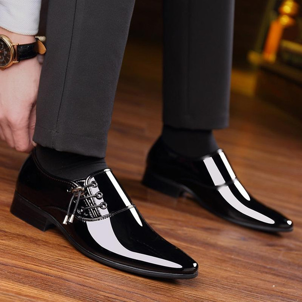 Pointed Business Dress Men Glossy Casual Leather Shoes, Size:41(Black)