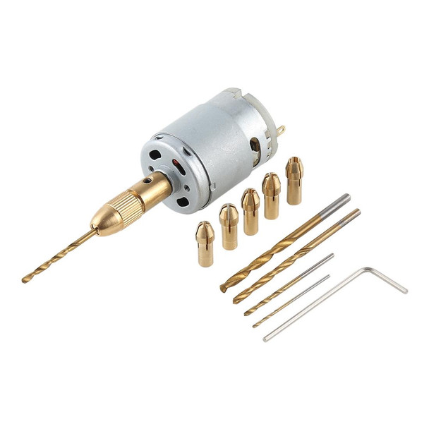 WLXY WL-DIY001 Mini DIY Brass Electric Drill Chucks Drill Bits Set DC-12V Motor