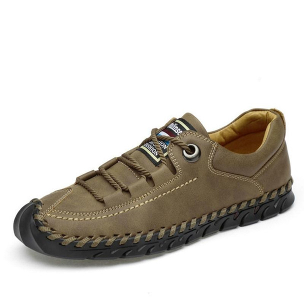 Leather Men Casual Shoes Outdoor Shoes, Size:38(Khaki)