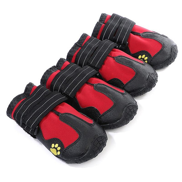 4 in 1 Autumn Winter Pet Dog Foot Cover Waterproof Shoes, Size:8x7cm(Red)