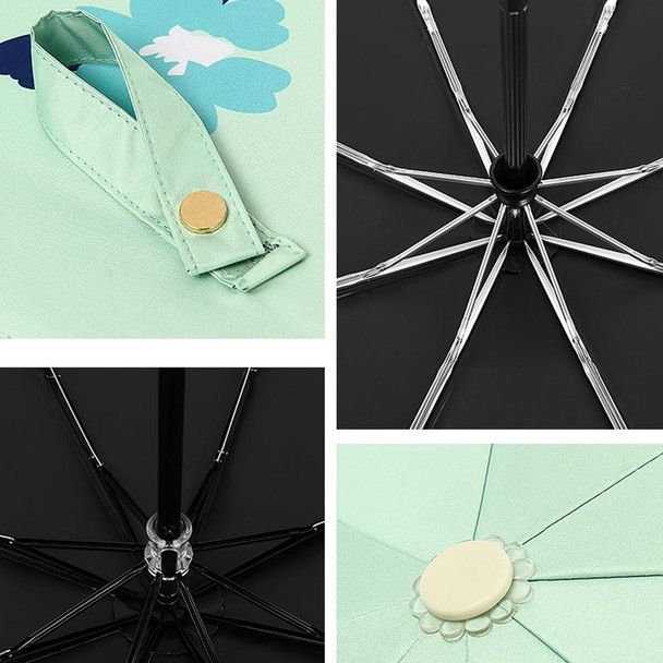 Illustration Folding Black Glue Sun Umbrella Tri-fold Sunny Rain Umbrella, Style:Automatic( Luo Li)