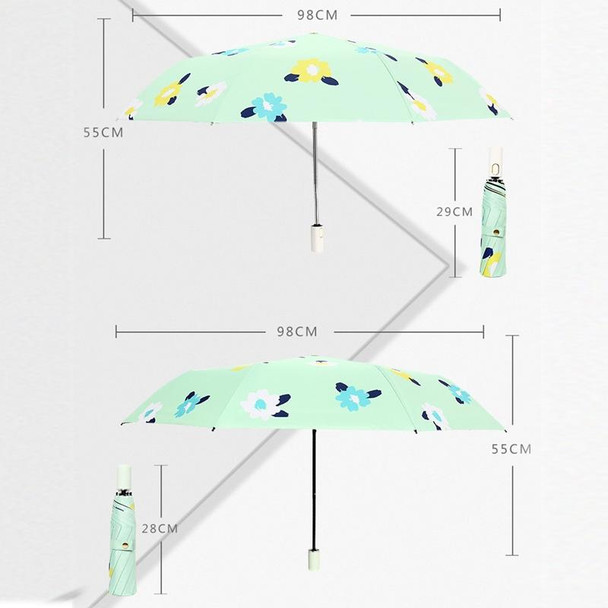 Illustration Folding Black Glue Sun Umbrella Tri-fold Sunny Rain Umbrella, Style:Automatic(Fanghua)