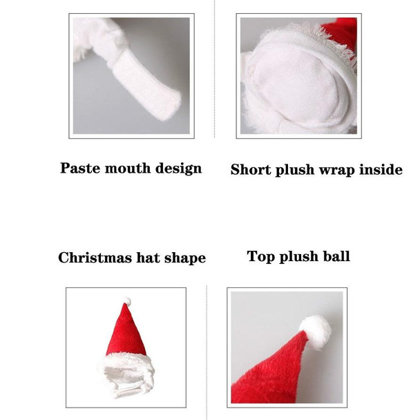 2 PCS Pet Christmas Hat Flannel Strap Cap