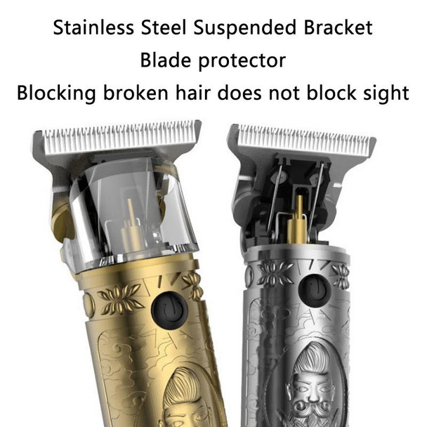 USB Vintage Engraving LCD Electric Hair Clipper - Bald Short Hair, Specification: Bronze