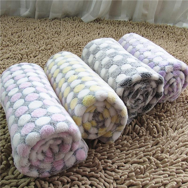 Soft Flannel Pet Blanket Dots Printed Breathable Bed Mat Warm Pet Sleeping Cushion Cover for Pet Dog Cat, Size:M(Rose Red)