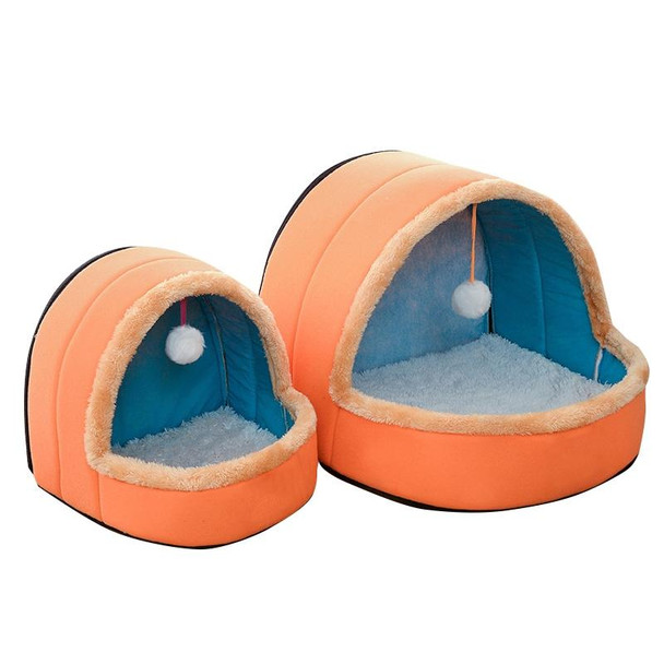 Pet Dog Cat  Warm Soft Bed Pet Cushion Dog Kennel Cat Castle Foldable Puppy House with Toy Ball, Size:S(Pink)