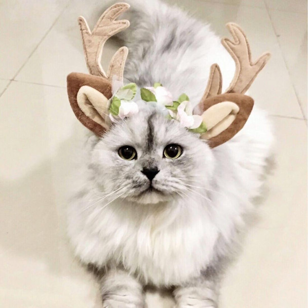 Christmas Pet Accessories Dog Hairpin Cat Ornament Christmas Antler Headband, Size: L