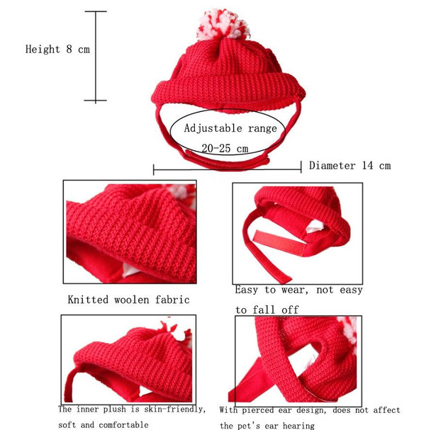 2 PCS Pet Supplies Puppy Christmas Hat Holiday Woolen Hat