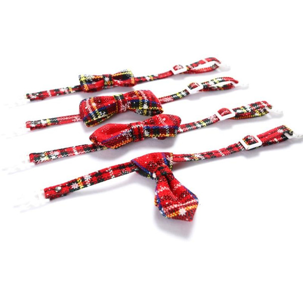 5 PCS Snowflake Christmas Red Plaid Adjustable Pet Bow Tie Collar Bow Knot Cat Dog Collar, Size:S 17-30cm, Style:Small Bowknot With Bell