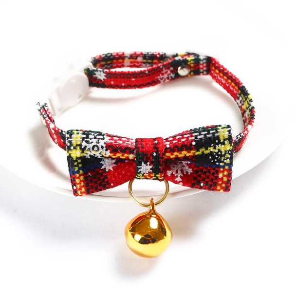 5 PCS Snowflake Christmas Red Plaid Adjustable Pet Bow Tie Collar Bow Knot Cat Dog Collar, Size:S 17-30cm, Style:Small Bowknot With Bell