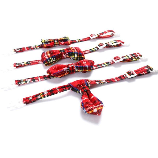 5 PCS Snowflake Christmas Red Plaid Adjustable Pet Bow Tie Collar Bow Knot Cat Dog Collar, Size:S 17-30cm, Style:Big Bowknot