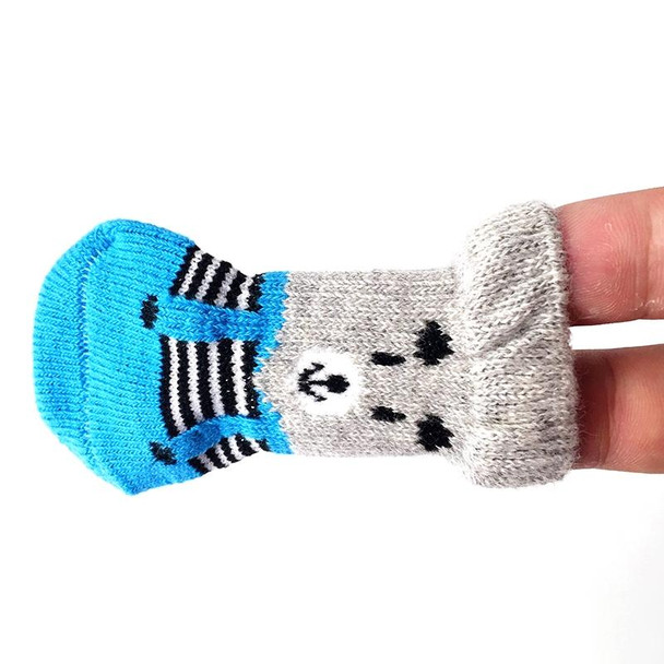 2 Pairs Cute Puppy Dogs Pet Knitted Anti-slip Socks, Size:L (Blue Beard)