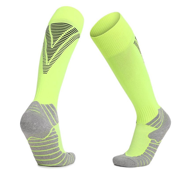 Thick Terry Non-Slip Sports Socks Over The Knee Stockings, Size: Adult  Free Size(Fluorescent Green)