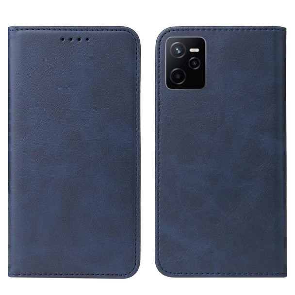 For Realme Narzo 50A Prime Magnetic Closure Leatherette Phone Case(Blue)