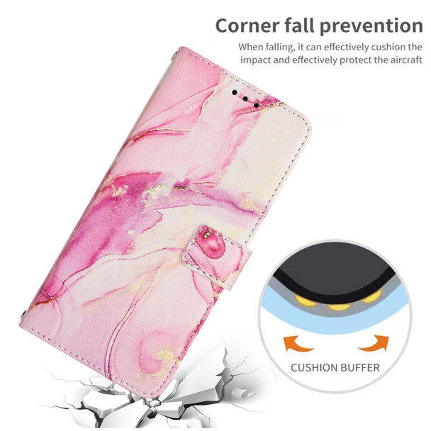 For OPPO A96 5G/Reno7 Z/OnePlus Nord N20 5G Crossbody Painted Marble Pattern Leatherette Phone Case(Rose Gold)