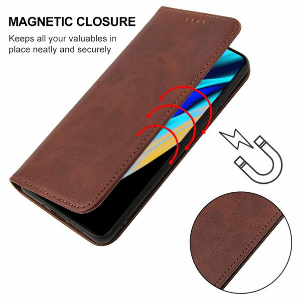 For Realme Narzo 50A Prime Magnetic Closure Leatherette Phone Case(Brown)