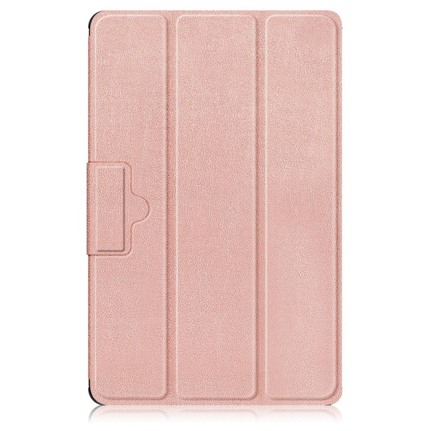 For Lenovo Tab M10 10.1 3rd Gen 3-folding Magnetic Buckle Custer Texture Leatherette Smart Tablet Case(Rose Gold)