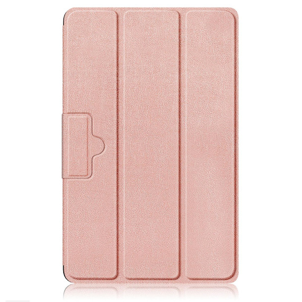 For Lenovo Legion Y700 3-folding Magnetic Buckle Custer Texture Leatherette Smart Tablet Case(Rose Gold)