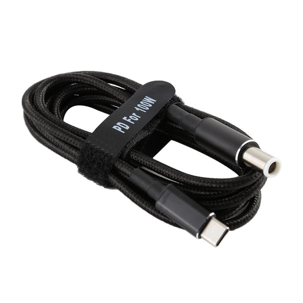 PD 100W 7.4 x 0.6mm Male to USB-C / Type-C Male Nylon Weave Power Charge Cable for Dell, Cable Length: 1.7m