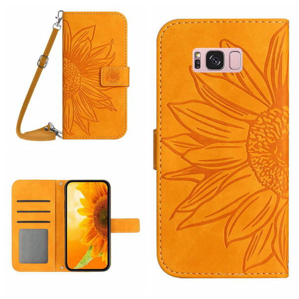 For Samsung Galaxy S8 Skin Feel Sun Flower Pattern Flip Leatherette Phone Case with Lanyard(Yellow)