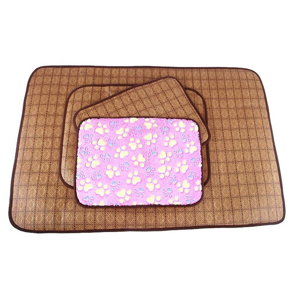 Pet Double-sided Mat Vine Cushion Kennel Cat Blanket Mat, Size:M (Pink)