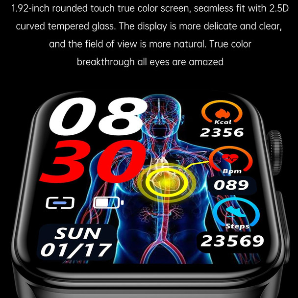 E500 1.83 inch HD Square Screen Leatherette Watch Strap Smart Watch Supports ECG Monitoring / Non-invasive Blood Sugar(Black)