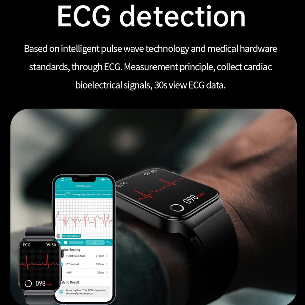 E500 1.83 inch HD Square Screen TPU Watch Strap Smart Watch Supports ECG Monitoring / Non-invasive Blood Sugar(Red)