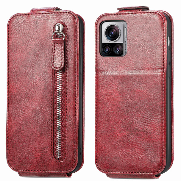 For Motorola Moto Edge 30 Ultra Zipper Wallet Vertical Flip Leatherette Phone Case(Red)