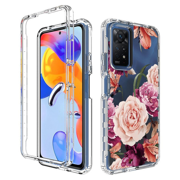 For Xiaomi Redmi Note 11 Pro PC+TPU Transparent Painted Phone Case(Purple Floral)