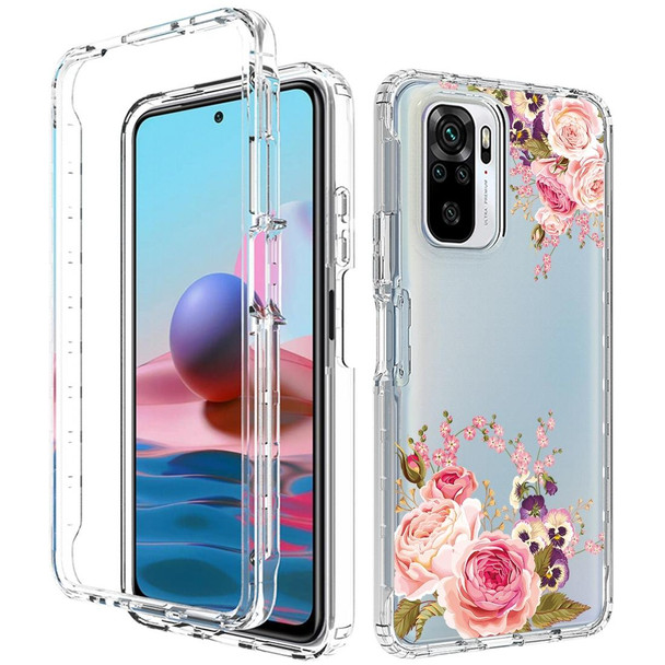 For Xiaomi Redmi Note 10 PC+TPU Transparent Painted Phone Case(Pink Rose)