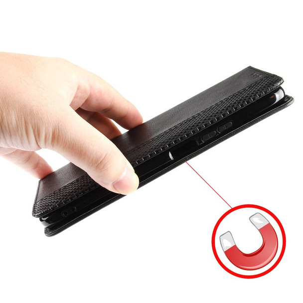 For Blackview OSCAL C80 Magnetic Buckle Retro Texture Leatherette Phone Case(Black)