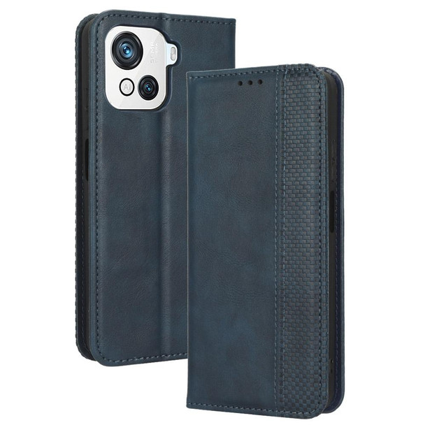 For Blackview OSCAL C80 Magnetic Buckle Retro Texture Leatherette Phone Case(Blue)