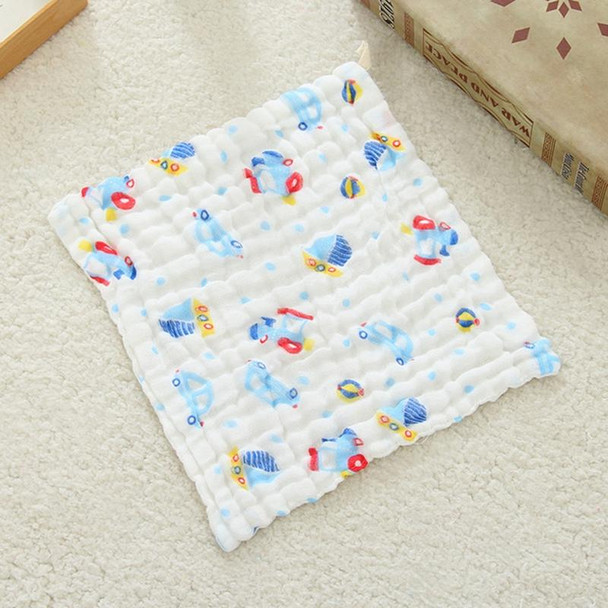 2 PCS Cotton 6-layer Gauze Saliva Towel Seersucker Small Square Scarf(Small Train)