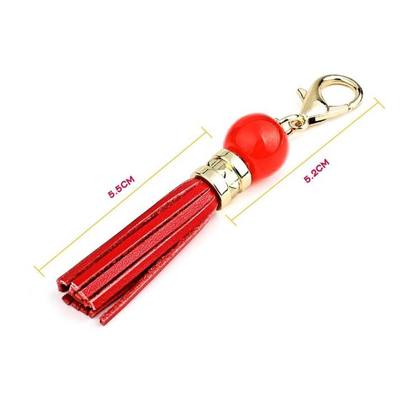 LS02 Cowhide Tassel Keychain Car Hanging Bag Pendant (Pink)