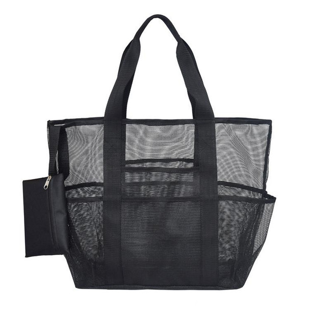 Beach Storage Bag Mesh Toiletry Cosmetic Bag (Black)