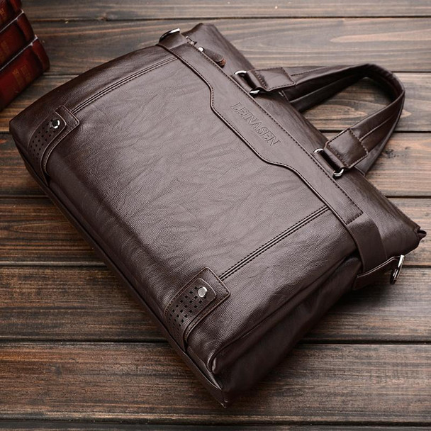 WEIXIER 15036-4 Multifunctional Men Business Handbag Computer Briefcase Single Shoulder Bag with Handbag (Dark Brown)