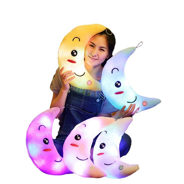 Creative Toy Luminous Pillow Soft Stuffed Plush Toys Gift For Kids Children Girls(Purple Moon)