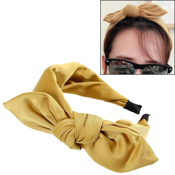 Rabbit Ears Cloth Bow Headband Girls Hair Hoop Bands Accessories(Yellow)