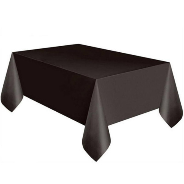 10 PCS Disposable Plastic Tablecloth Solid Color Wedding Birthday Party Table Cover Rectangle Desk Cloth Wipe Covers(black)