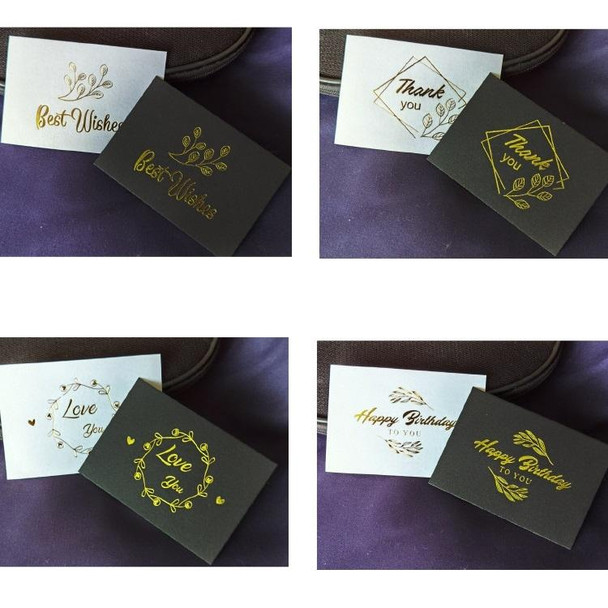 100 PCS Wedding Blessing Card Thank You Message Gift Decoration Card Bronzing Flower Greeting Card Blessing Black