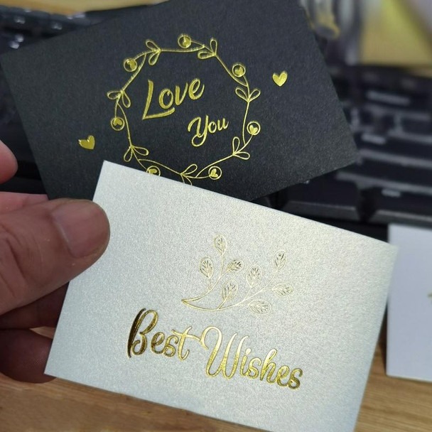 100 PCS Wedding Blessing Card Thank You Message Gift Decoration Card Bronzing Flower Greeting Card Blessing Black