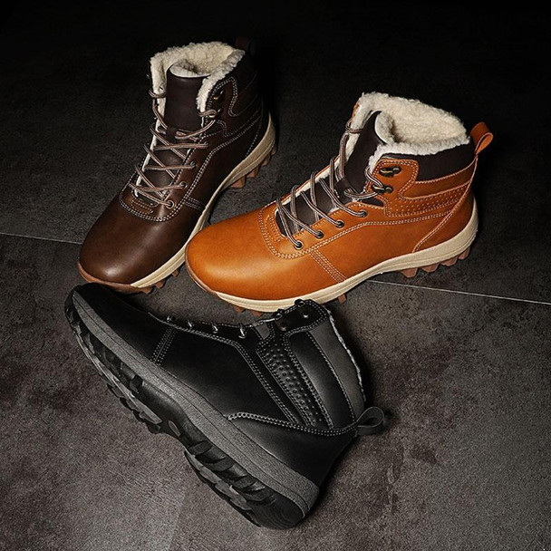 GG-858 Men Snow Boots Velvet Keep Warm Thick Bottom Men Boots, Size: 42(Light Brown)